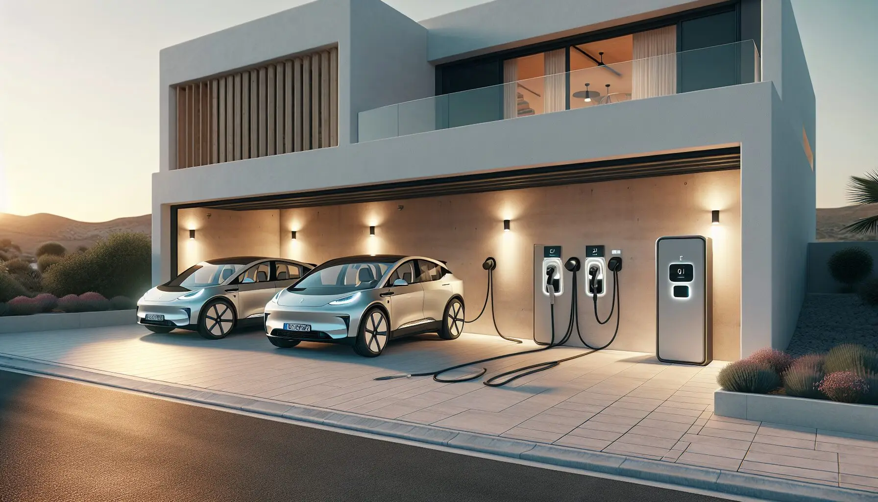 Dos coches eléctricos en un chalet: potencia y reparto